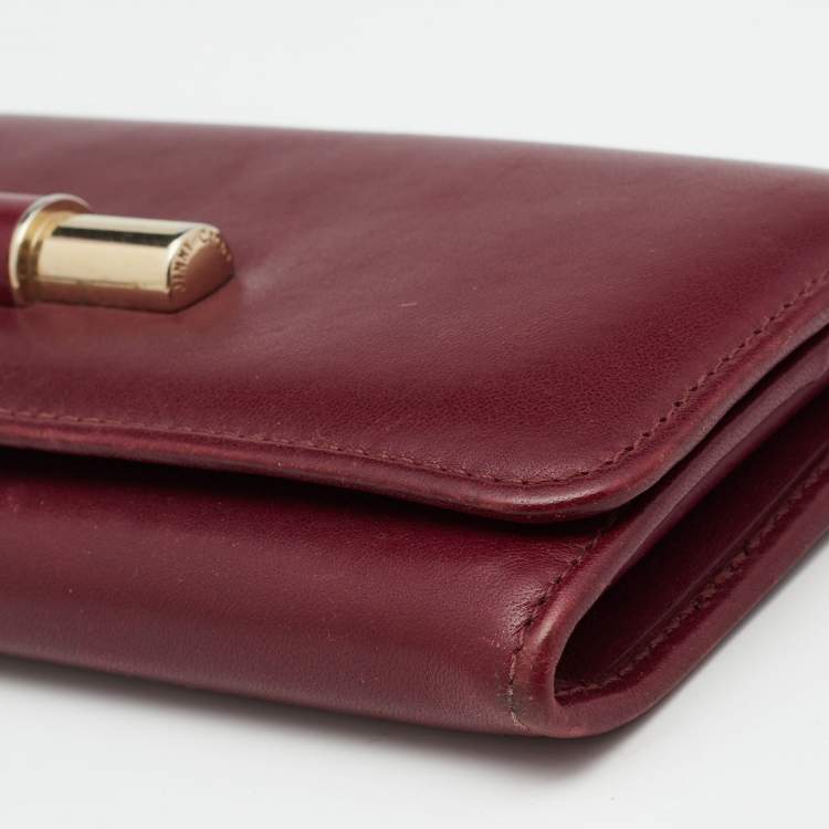 Pre Owned Jimmy Choo Burgundy Leather Continental Wallet