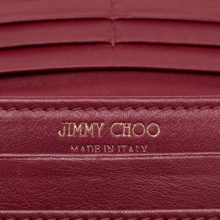 Pre Owned Jimmy Choo Burgundy Leather Continental Wallet