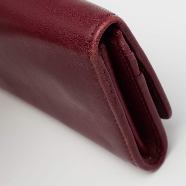 Pre Owned Jimmy Choo Burgundy Leather Continental Wallet