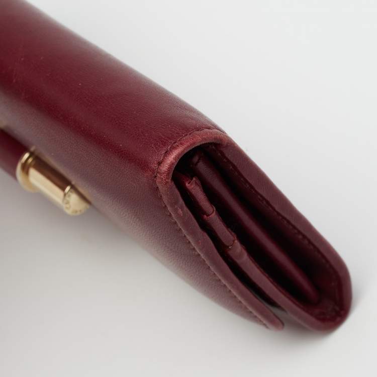 Pre Owned Jimmy Choo Burgundy Leather Continental Wallet