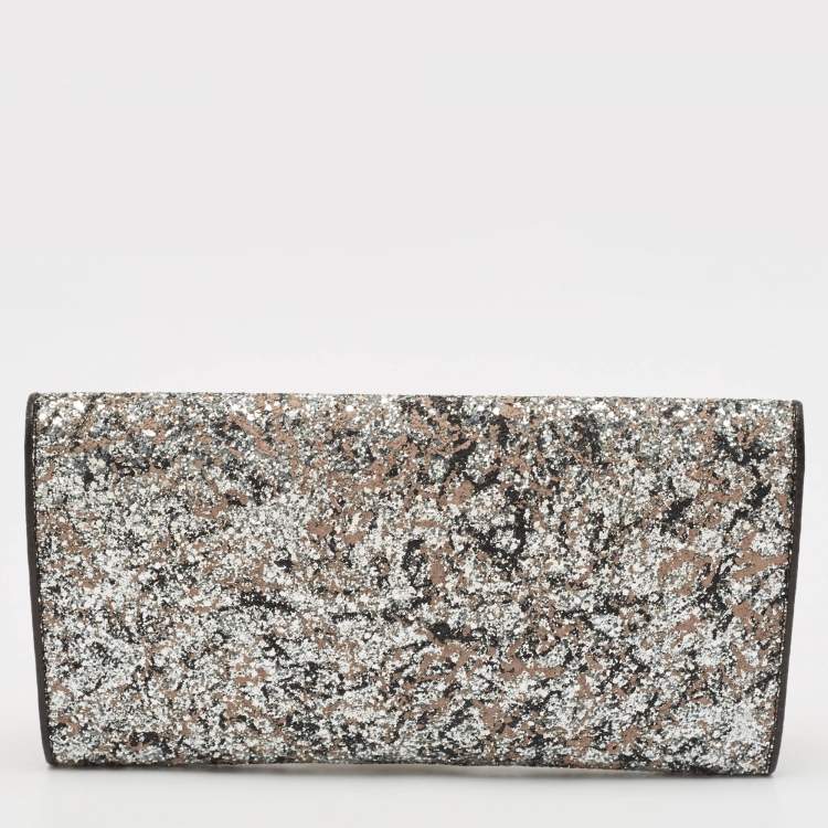 Pre Owned Jimmy Choo Tricolor Glitter and Leather Maia Clutch
