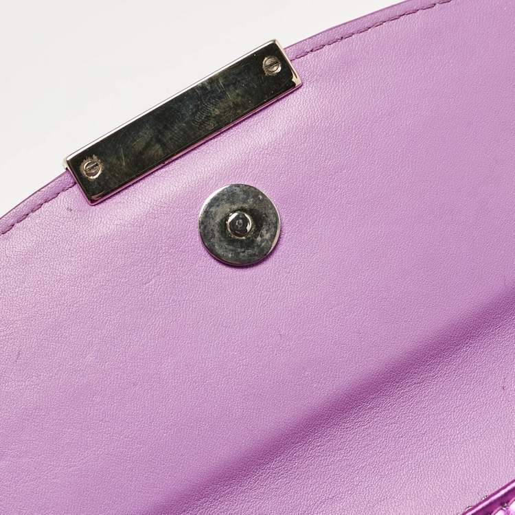 Pre Owned Jimmy Choo Metallic Magenta Leather Clutch