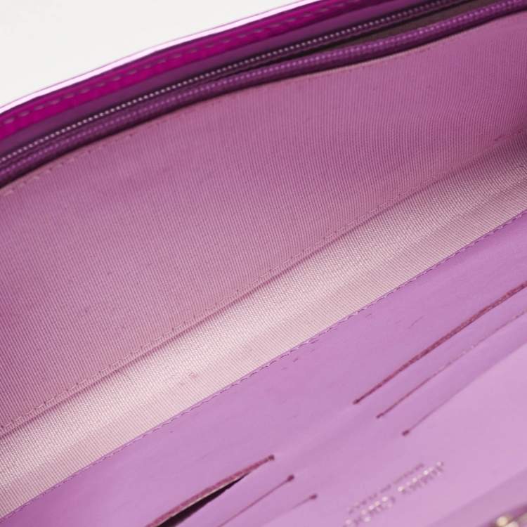 Pre Owned Jimmy Choo Metallic Magenta Leather Clutch