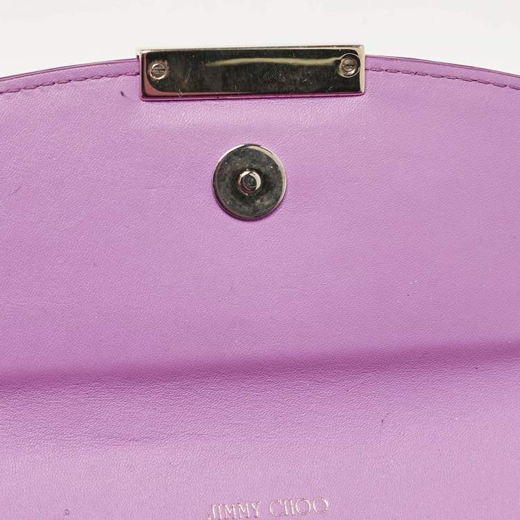 Pre Owned Jimmy Choo Metallic Magenta Leather Clutch