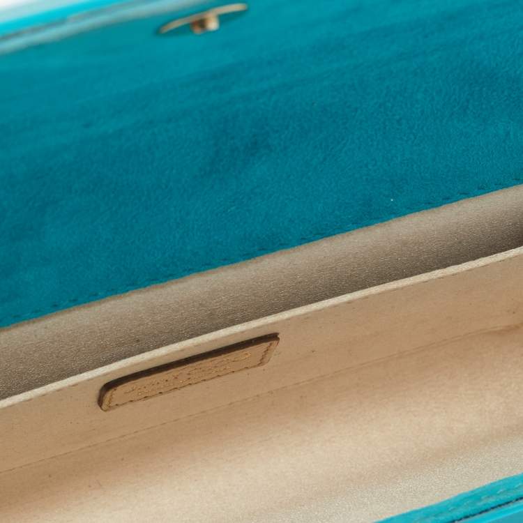 Pre Owned Jimmy Choo Teal Blue Acrylic Sweetie Clutch