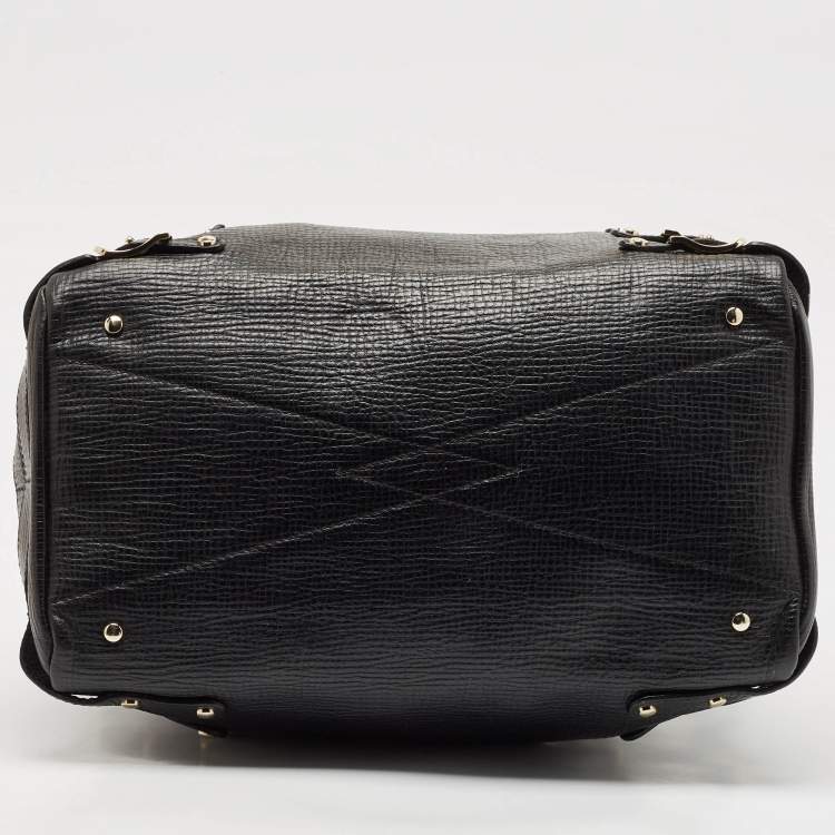 Pre Owned Jimmy Choo Black Textured Leather Blythe M Bag