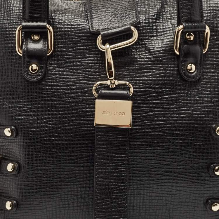 Pre Owned Jimmy Choo Black Textured Leather Blythe M Bag