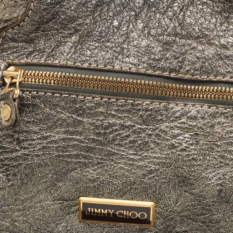 Pre Owned Jimmy Choo Metallic Grey Leather Mahala Tote