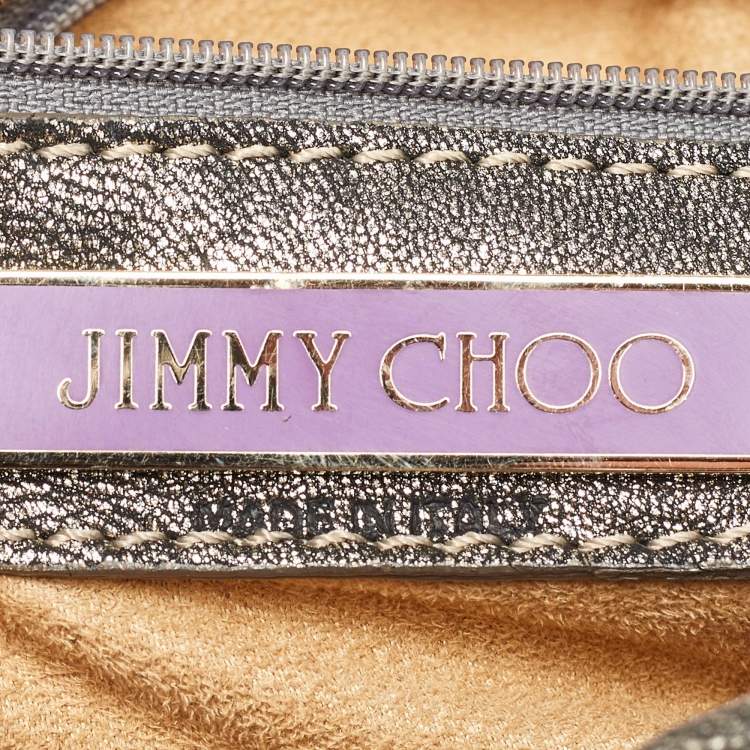 Pre Owned Jimmy Choo Metallic Grey Leather Mahala Tote