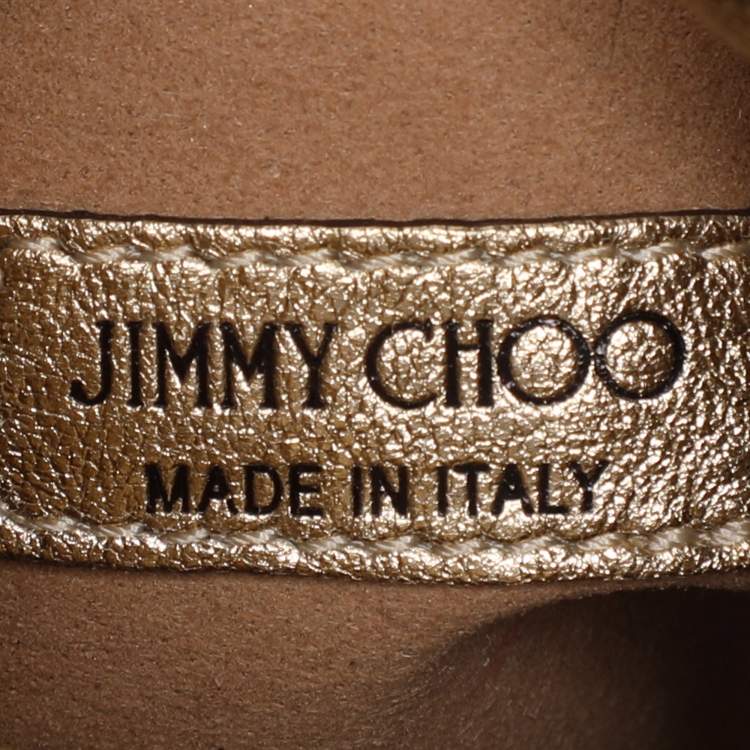 Pre Owned Jimmy Choo Gold Leather Micro Bon Bon Crossbody Bag