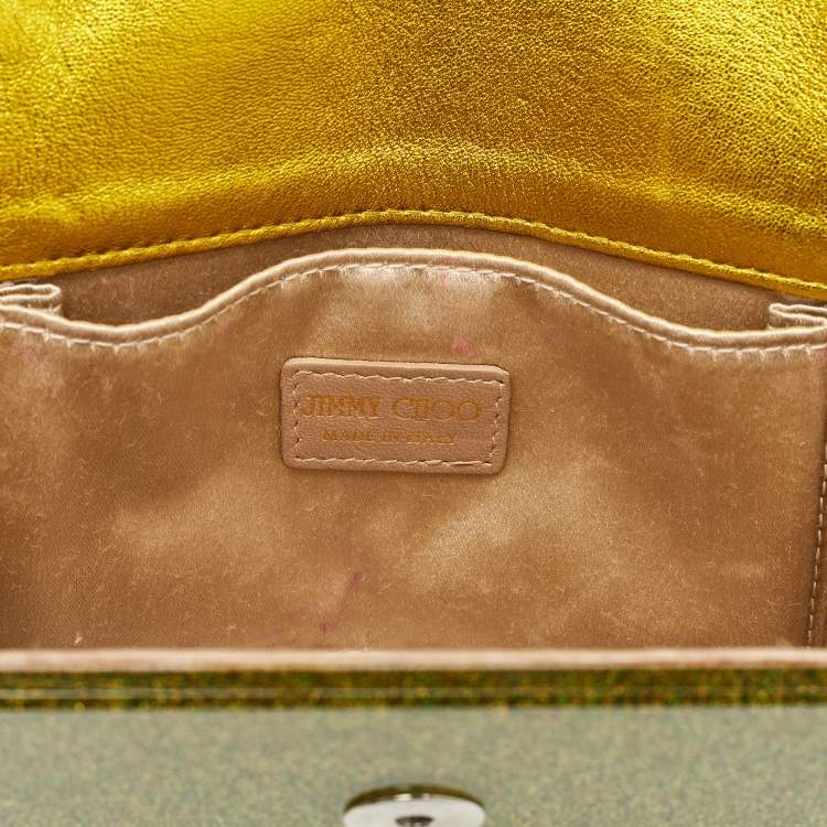 Pre Owned Jimmy Choo Neon Yellow Shimmer Acrylic Perspex Candy Chain Clutch