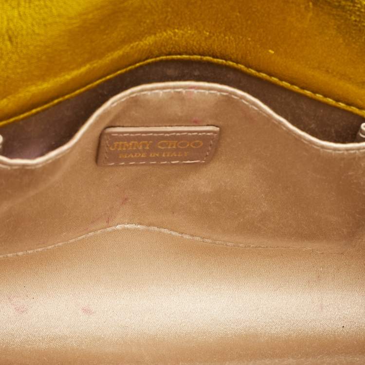 Pre Owned Jimmy Choo Neon Yellow Shimmer Acrylic Perspex Candy Chain Clutch