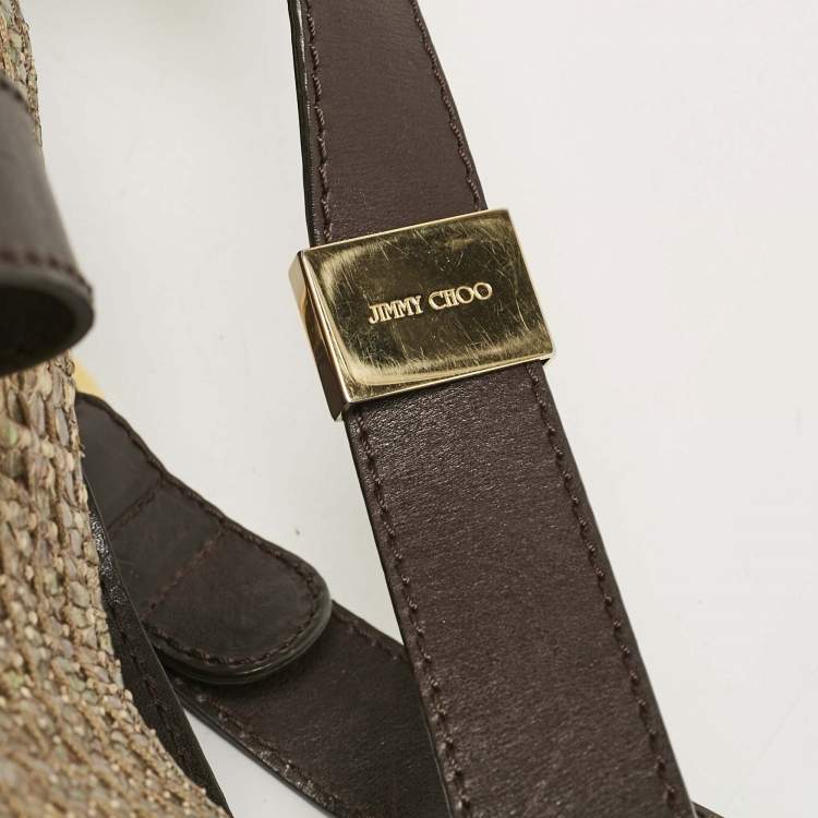 Pre Owned Jimmy Choo Gold/Brown Leather and Snakeskin Alex Shoulder Bag