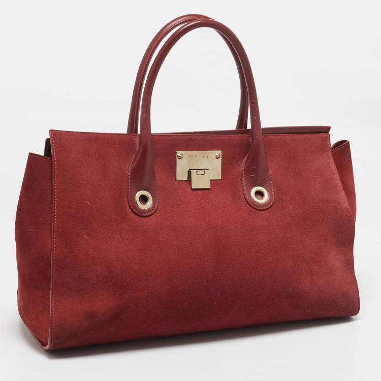 Pre Owned Jimmy Choo Red Suede and Leather Riley Tote