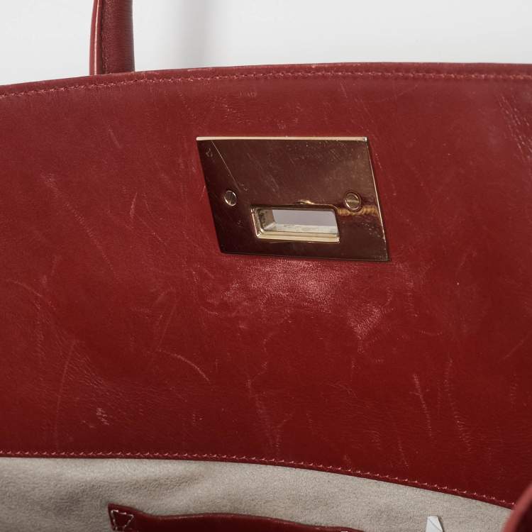 Pre Owned Jimmy Choo Red Suede and Leather Riley Tote