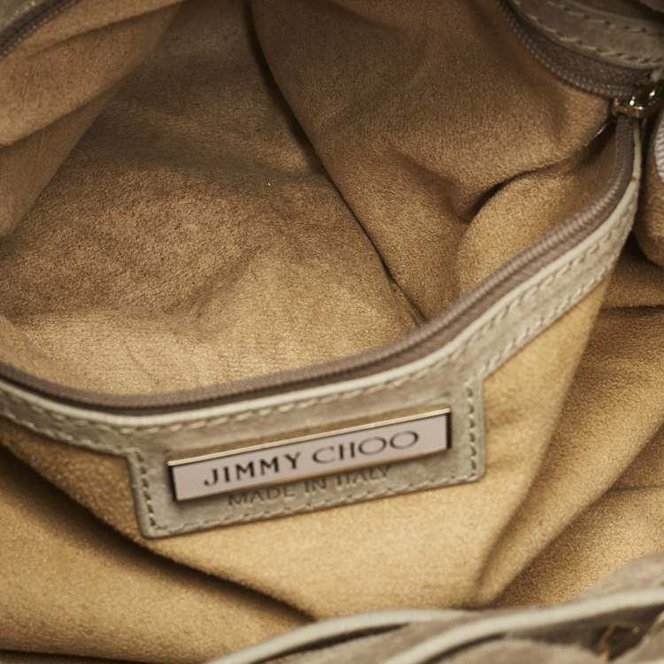 Pre Owned Jimmy Choo Beige Snakeskin and Suede Riki Tote