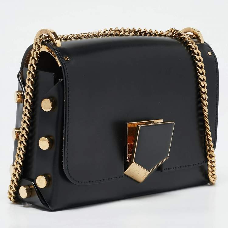 Pre Owned Jimmy Choo Black Leather Lockett City Shoulder Bag