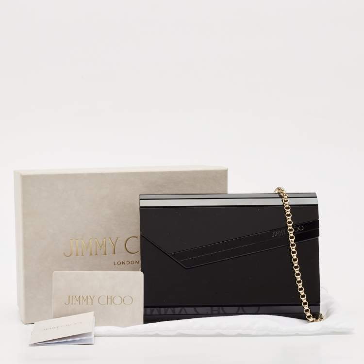 Pre Owned Jimmy Choo Black Acrylic and Leather Candy Chain Clutch 