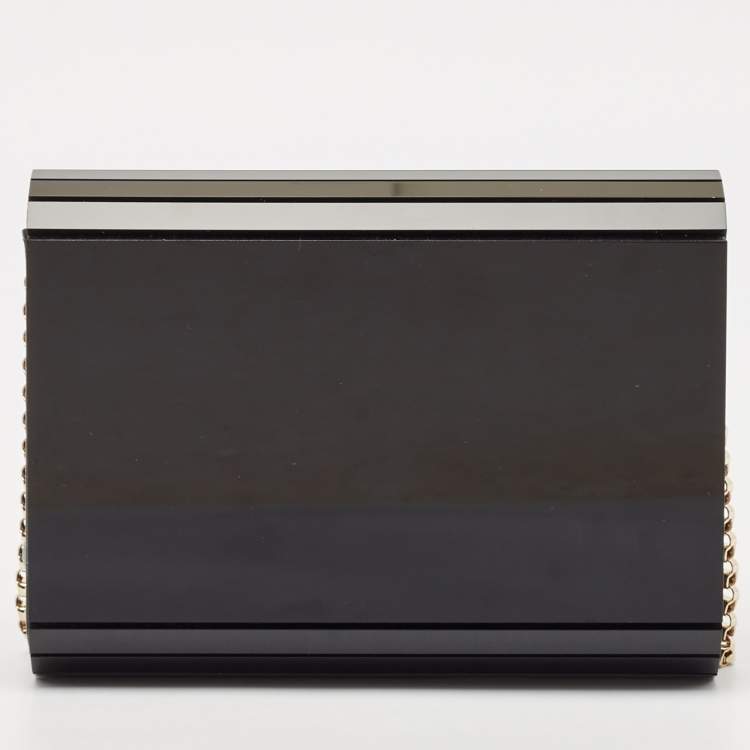 Pre Owned Jimmy Choo Black Acrylic and Leather Candy Chain Clutch 