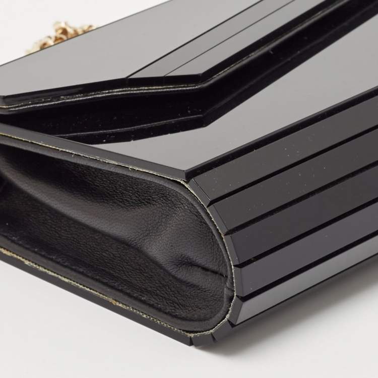Pre Owned Jimmy Choo Black Acrylic and Leather Candy Chain Clutch 