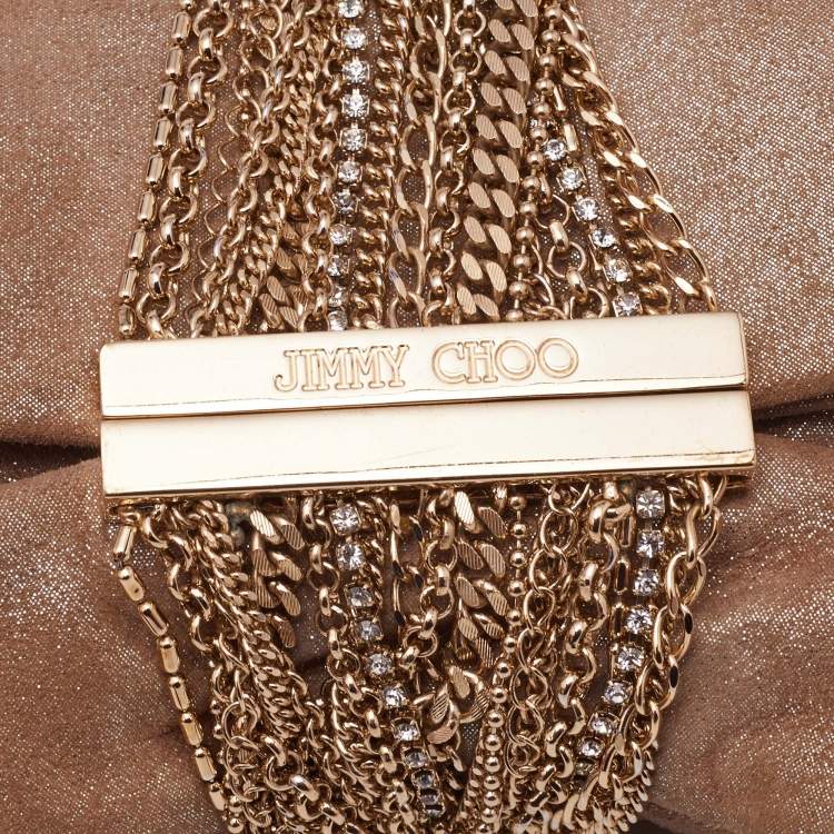 Pre Owned Jimmy Choo Gold Glitter Suede Chandra Clutch