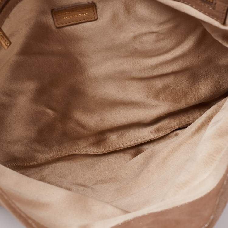 Pre Owned Jimmy Choo Gold Glitter Suede Chandra Clutch