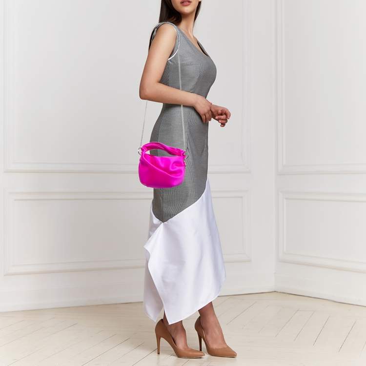 Pre Owned Jimmy Choo Pink Satin Bonny Chain Clutch