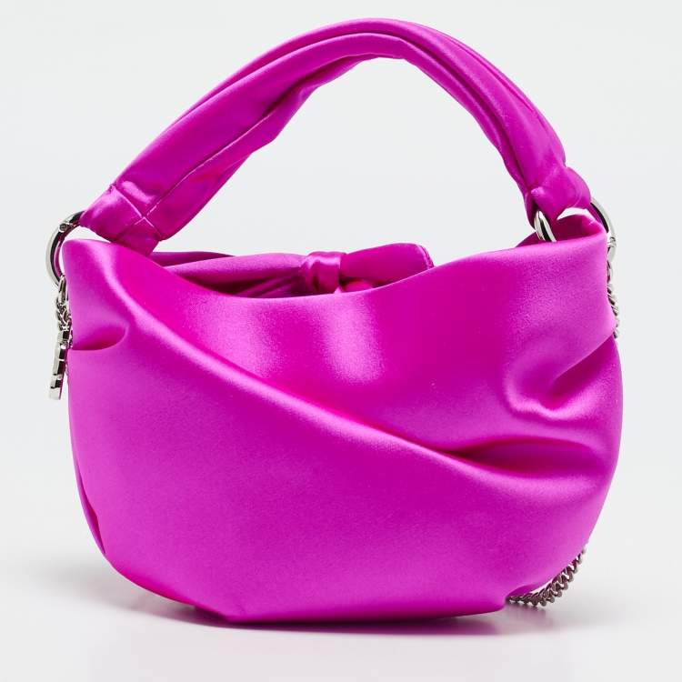 Pre Owned Jimmy Choo Pink Satin Bonny Chain Clutch
