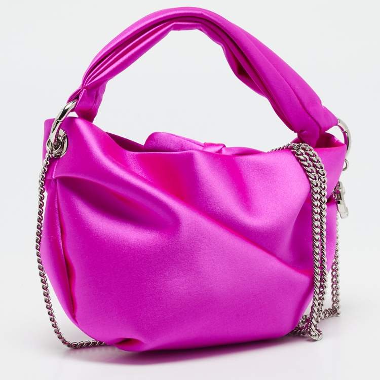 Pre Owned Jimmy Choo Pink Satin Bonny Chain Clutch