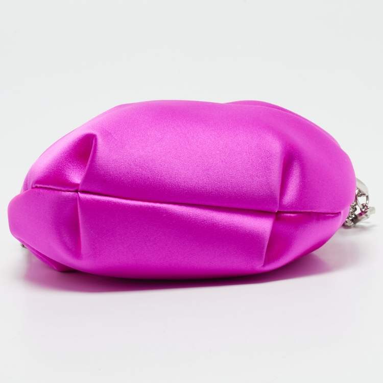 Pre Owned Jimmy Choo Pink Satin Bonny Chain Clutch