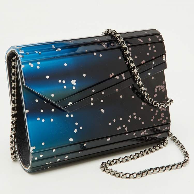 Pre Owned Jimmy Choo Blue Acrylic and Leather Candy Chain Clutch