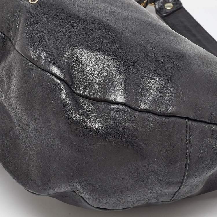 Pre Owned Jimmy Choo Black Leather and Python Small Solar Hobo