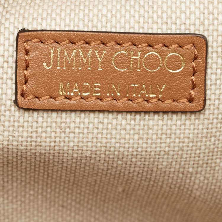 Pre Owned Jimmy Choo Beige/Brown Canvas and Leather Varenne Tote