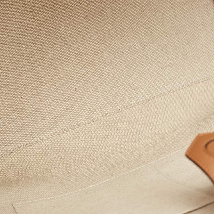 Pre Owned Jimmy Choo Beige/Brown Canvas and Leather Varenne Tote