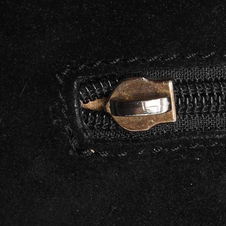 Pre Owned Jimmy Choo Black Suede and Snakeskin Fringed Tatum Hobo