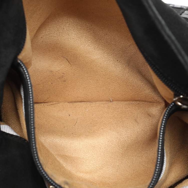 Pre Owned Jimmy Choo Black Suede and Snakeskin Fringed Tatum Hobo