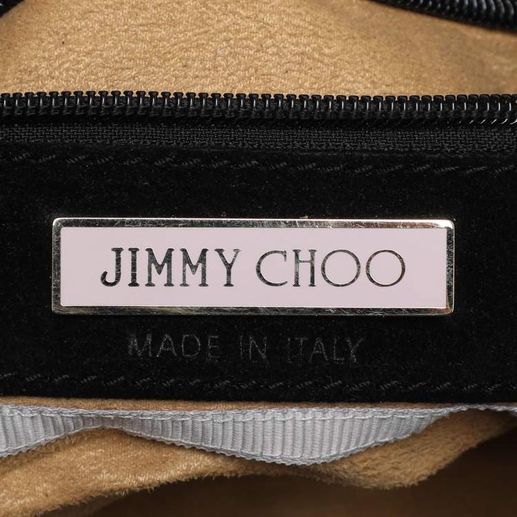 Pre Owned Jimmy Choo Black Suede and Snakeskin Fringed Tatum Hobo