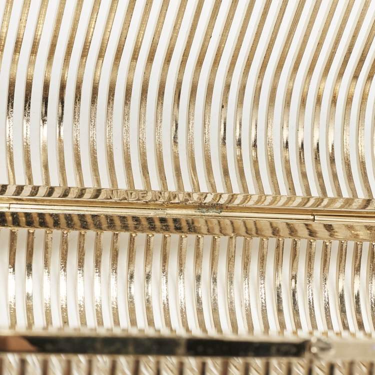 Pre Owned Jimmy Choo Gold Metal Cage Clutch