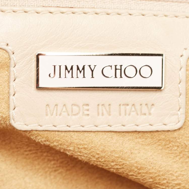 Pre Owned Jimmy Choo Beige/Cream Lizard and Snakeskin Carolina Chain Shoulder Bag