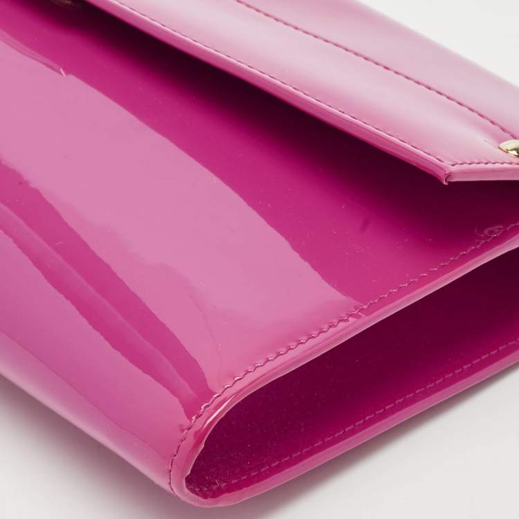 Pre Owned Jimmy Choo Pink Patent Leather Reese Clutch