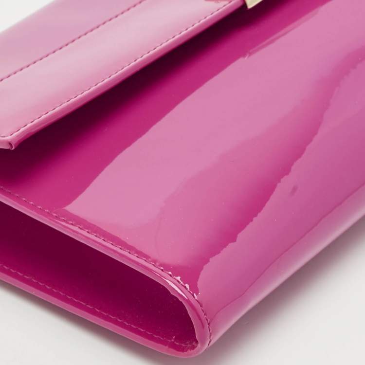 Pre Owned Jimmy Choo Pink Patent Leather Reese Clutch