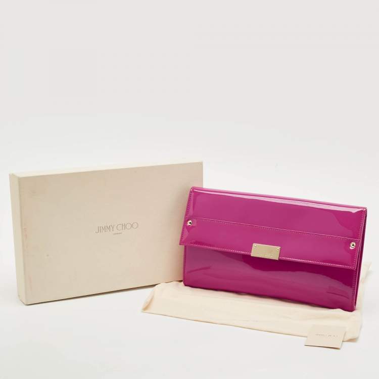 Pre Owned Jimmy Choo Pink Patent Leather Reese Clutch