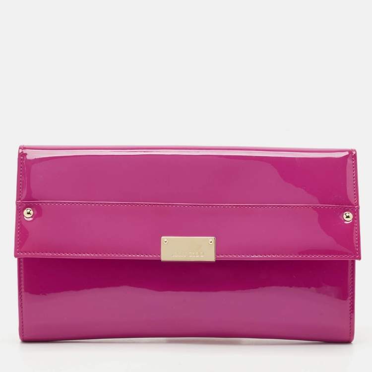 Pre Owned Jimmy Choo Pink Patent Leather Reese Clutch