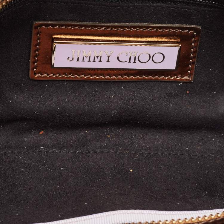 Pre Owned Jimmy Choo Bronze Python Tulita Wristlet Clutch