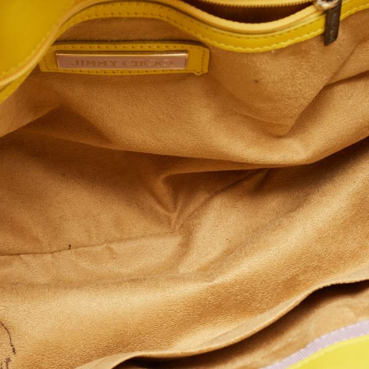 Pre Owned Jimmy Choo Yellow Leather Tulita Charm Shoulder Bag
