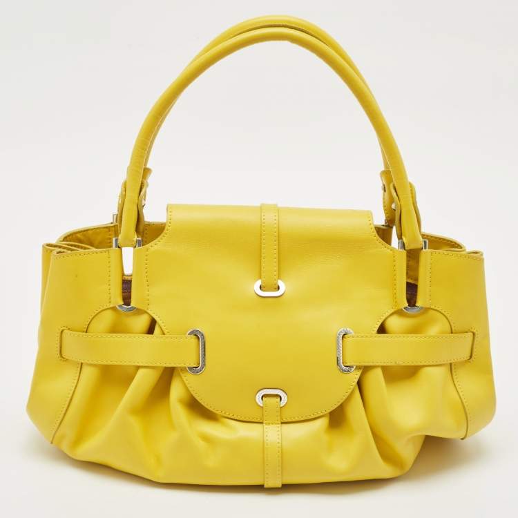 Pre Owned Jimmy Choo Yellow Leather Tulita Charm Shoulder Bag