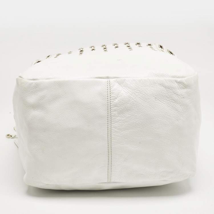 Pre Owned Jimmy Choo White Leather Dessy Satchel