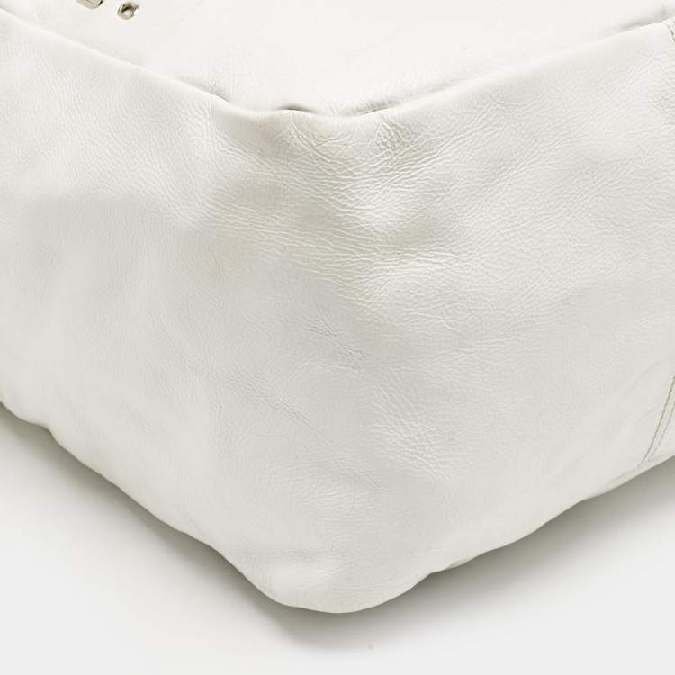 Pre Owned Jimmy Choo White Leather Dessy Satchel