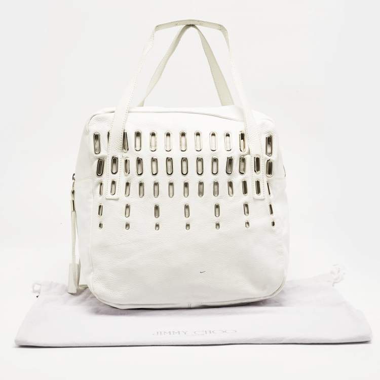 Pre Owned Jimmy Choo White Leather Dessy Satchel