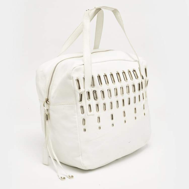 Pre Owned Jimmy Choo White Leather Dessy Satchel